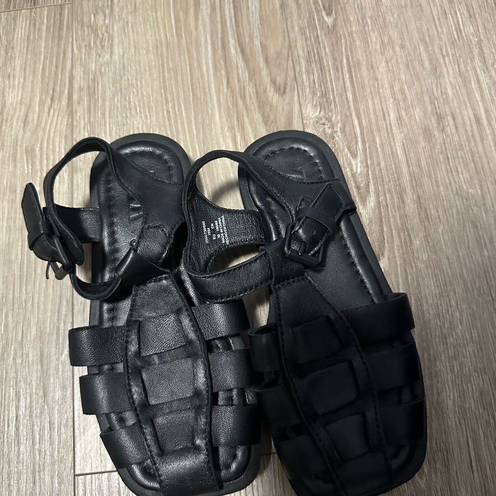 Zara Kids Black Leather Sandals